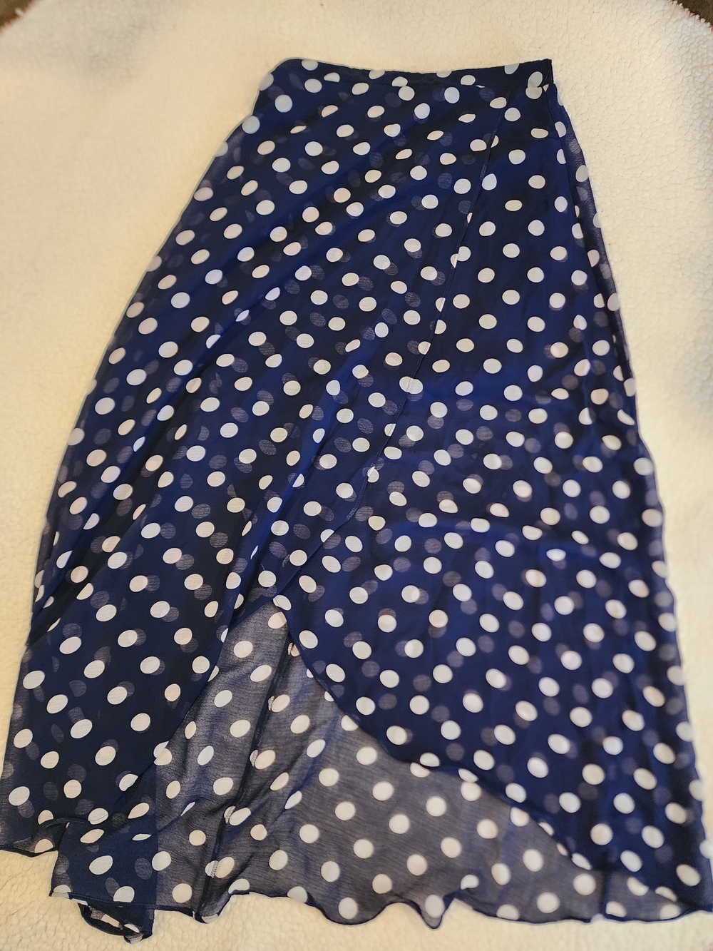 A Girl Thing Navy and White Polka Dot Wrap Skirt